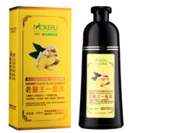 Mokeru Ginger Black Dye Shampoo Natural Organic 5 Mins Fast Dye ถาวรใช้ในบ้าน Unisex 500ml