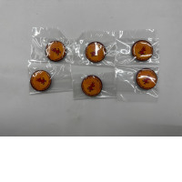 Set of orange pins with devil