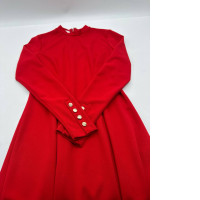 Red round neck long sleeve short dress
