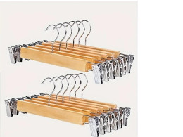 Set of wooden hangers with metal clothespins 22 pcs