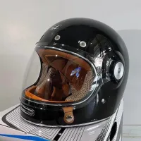 Classic vintage ID rocket helmet, glossy black, size M 