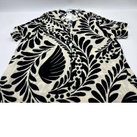 Black leaf pattern long dress 