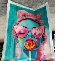 Cool poster chic glasses lollipop girl retro canvas wall  