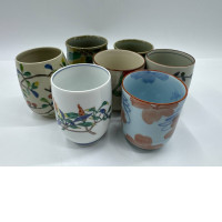Set of 7 Glass, Japanese tea glass with pattern
