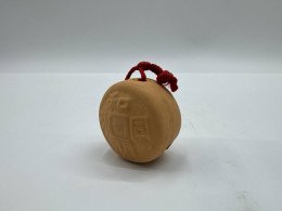 Japanese Clay Dorei Bell in A Shape of an Old Japanese Coin