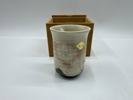 Glass, tall Japanese tea glass with bamboo pattern