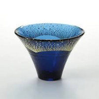 Toyo Sasaki Cold Sake Glass Mount Fuji Cup Gold Blue