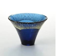 Toyo Sasaki Cold Sake Glass Mount Fuji Cup Gold Blue
