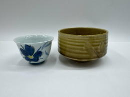 Set of 2 Antique Japanese glazed tea ceremony tea cups and tea glasses Set of 2 Antique Japanese glazed tea ceremony tea cups and tea glasses