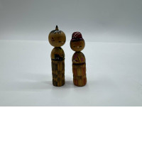 Set of 2 Kokeshi Japanese Doll Vintage Creative 