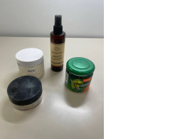 four piece shower set, hair mask, body oil, body scrub, body powder four piece shower set, hair mask, body oil, body scrub, body powder