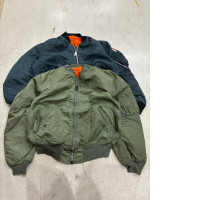 Set of 2 SECONDHAND dark bomber jackets with orange inside Set of 2 SECONDHAND dark bomber jackets with orange inside