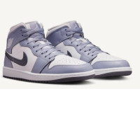 NIke Air Jordan 1 Mid White / Dark Blue Grey - Indigo Haze