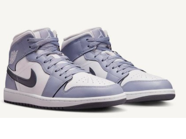 NIke Air Jordan 1 Mid White / Dark Blue Grey - Indigo Haze NIke Air Jordan 1 Mid White / Dark Blue Grey - Indigo Haze