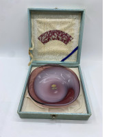 Fostoria Seascape Glass Plate with Opal Pink Handle, Vintage Style, from Cottagecore