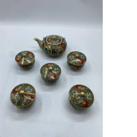 Set of 6 Glass tea cup set with antique Arita pattern from Japan