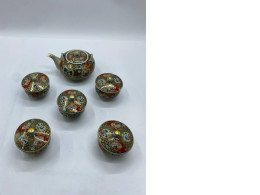 Set of 6 Glass tea cup set with antique Arita pattern from Japan