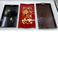 Set of 3  Signed Mod Lacquered Tray  Japan 