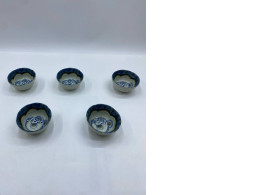 Set of 5 Glass bowl with puffer fish pattern