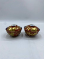Set of 2 Glass bowl, Japanese Lycee WLS Ramen, P-class, Red Ramen, Arabesque Roll