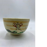 Japanese Matcha Glass Bowl - Golden Geometric Origami Kyo-yaki Chawan Japanese Matcha Glass Bowl - Golden Geometric Origami Kyo-yaki Chawan