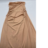 Cream and gold strapless long dress