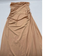 Cream and gold strapless long dress