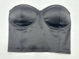  Velvet Soft Bustier Crop Top Push Up Women's Corset Top Bra Black