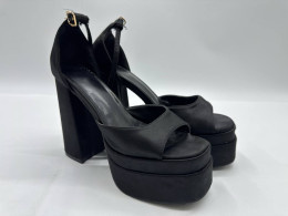 ruffle Collection Black Solid Block Heels - Heels for Women ruffle Collection Black Solid Block Heels - Heels for Women