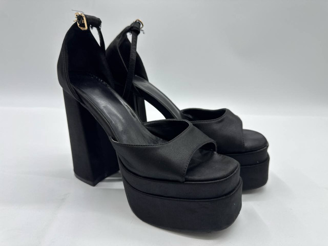 ruffle Collection Black Solid Block Heels - Heels for Women ruffle Collection Black Solid Block Heels - Heels for Women