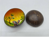 Set of 2 Beautifully decorated coconut shells 