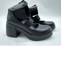 Black leather platform shoes