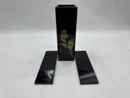 Japanese black wooden vase