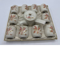 Set of 11 Glass, Japanese teapot and teacup set, bamboo pattern