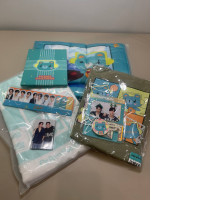 gift set, which includes two pillowcases, a towel, a keychain, a set of stickers, a magnet, a notepad