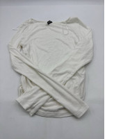 Women's white long-sleeved round neck shirt 