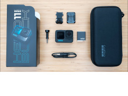 gopro hero 11 black with box and charger, battery, stand