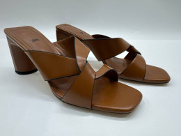 Zara Block Heel Leather Sandal