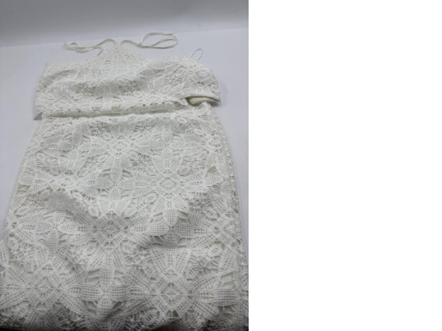 Women's lace strapless top and white lace long skirt Women's lace strapless top and white lace long skirt