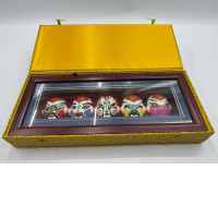 Chinese Beijing Opera Mini Masks Handpainted Asian Home Decor Wood Framed in Box 