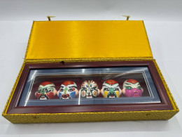 Chinese Beijing Opera Mini Masks Handpainted Asian Home Decor Wood Framed in Box Chinese Beijing Opera Mini Masks Handpainted Asian Home Decor Wood Framed in Box