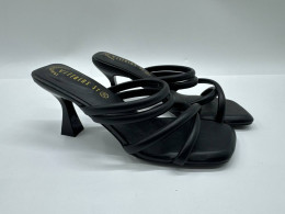 Women's black woven high heels