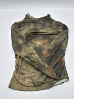 Women's brown long-sleeved round neck shirt 