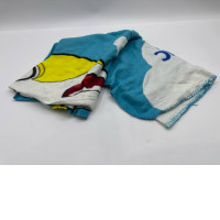 Blue towel with white pattern 