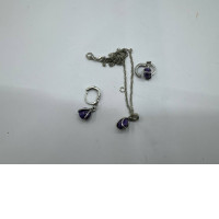 Set of 3 Silver necklace with pendant and silver earrings with blue pendant Set of 3 Silver necklace with pendant and silver earrings with blue pendant