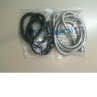 Set of 2 Black and Silver Metal Shower Hose 150cm