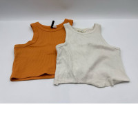 Set of 2 Women's white and orange crop top