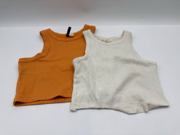 Set of 2 Women's white and orange crop top