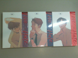 Set of 3 volumes, books in English Love or Hate