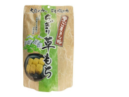 Seki brand black sesame mochi sprinkled with soybean powder